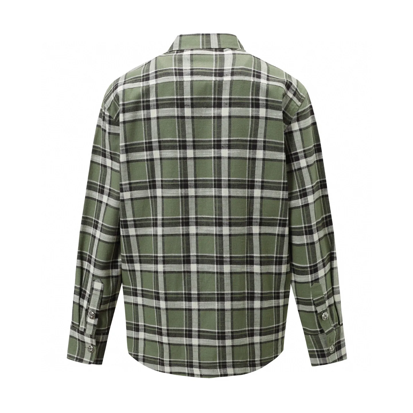 🅿️380 ch|24fw Crow Heart New Striped Plaid Splicing Silver Button Cardigan Shirt Process description: The fabric is made of custom-woven and custom-dyed wool blended fabric. The fabric contains wool components and has a very good texture. All the plaids are counter-position stitching. Every size and every plaid splicing is counter-position. It not only consumes fabric but also takes time. The details are very delicate. The sleeve logo printing uses special pulping. The characteristic of the printing process is the use of high-performance glue for printing, which creates a sense of layering on the printed pattern. The accessories of the new yb mold are used. Buttons and pocket silver jewelry are custom-developed using silver-plated foti materials. The cuffs are made with buttons and snaps that are consistent with yb and are designed with loose fit. The oversized version is truly restored. Color: blue/green/red. Size: S-XL.
